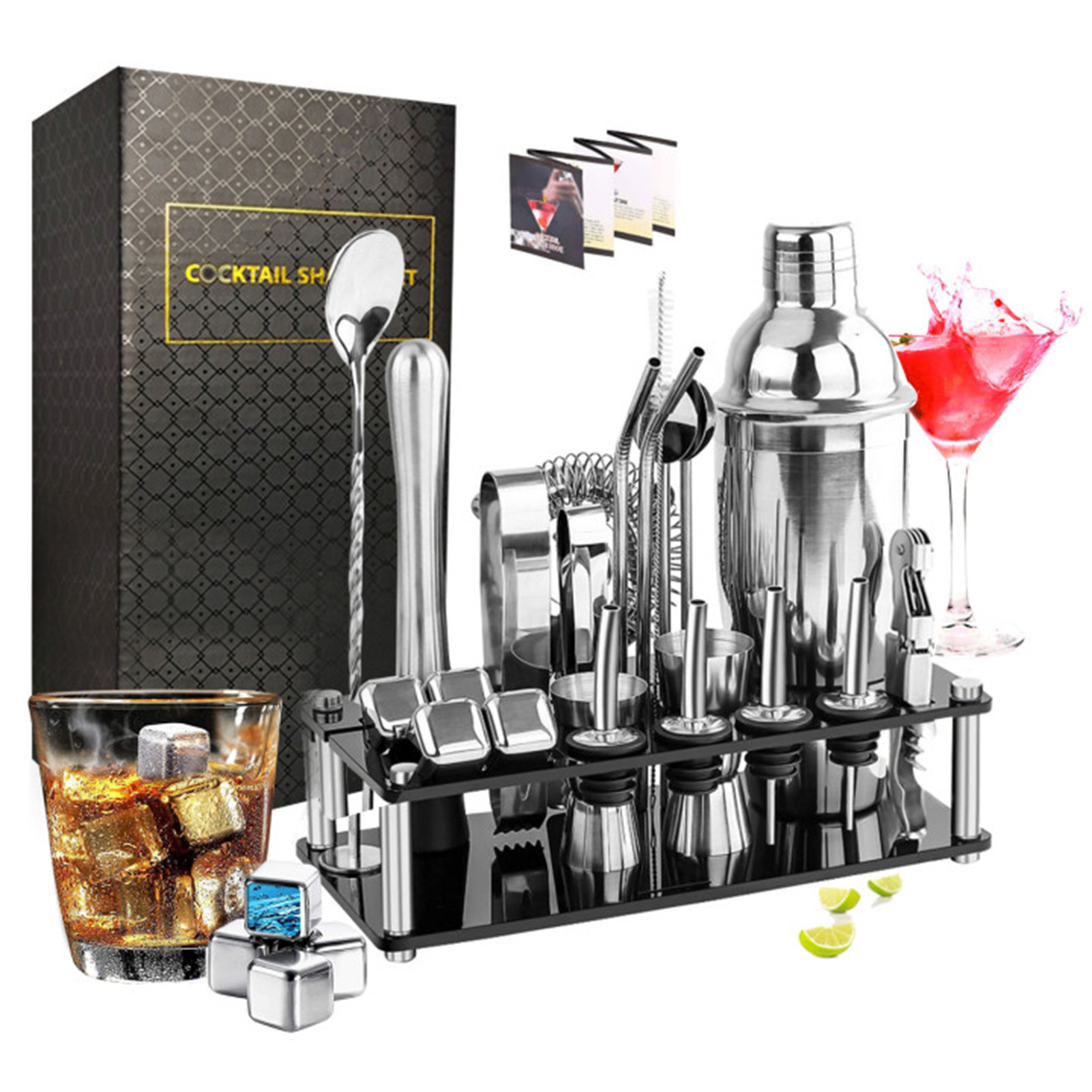 Cocktail Making Set Shaker Sta - Cocktail Recipe Book avaliação e preço