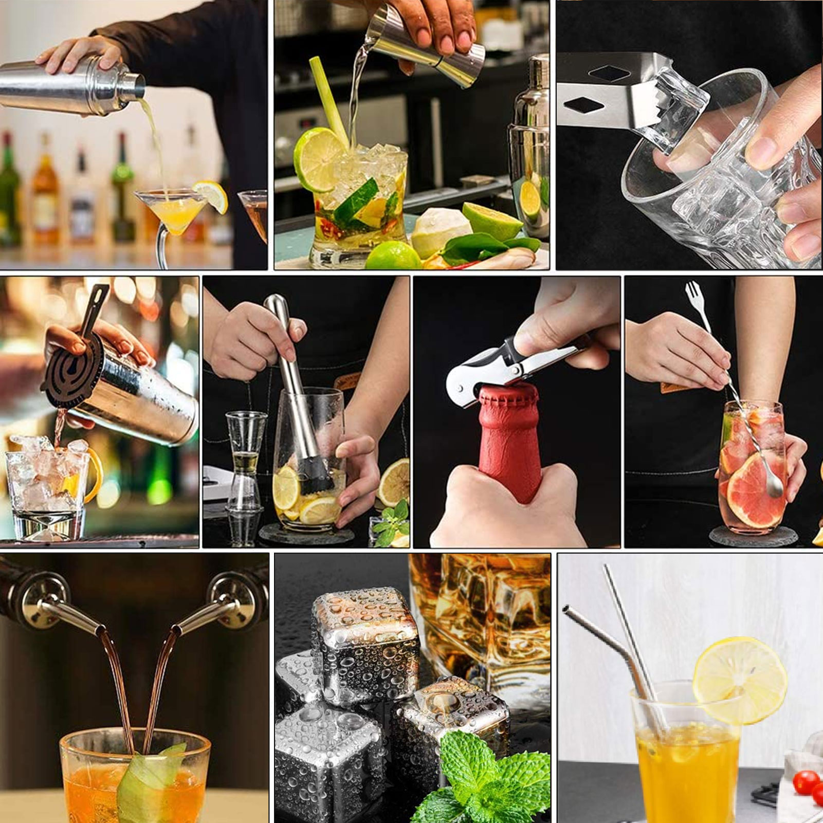 Cocktail Making Set Shaker Sta - Cocktail Recipe Book avaliação e preço