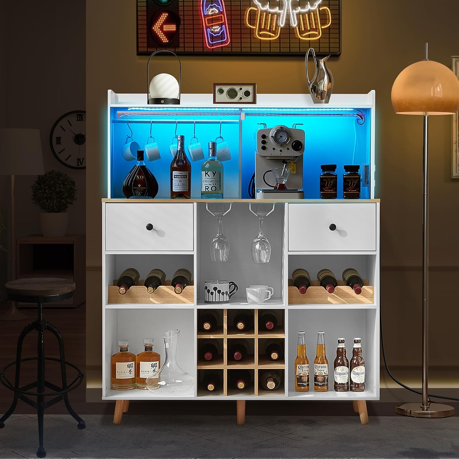 Wine Bar Cabinet with Power Ou - Home Bar And Cabinet avaliação e preço