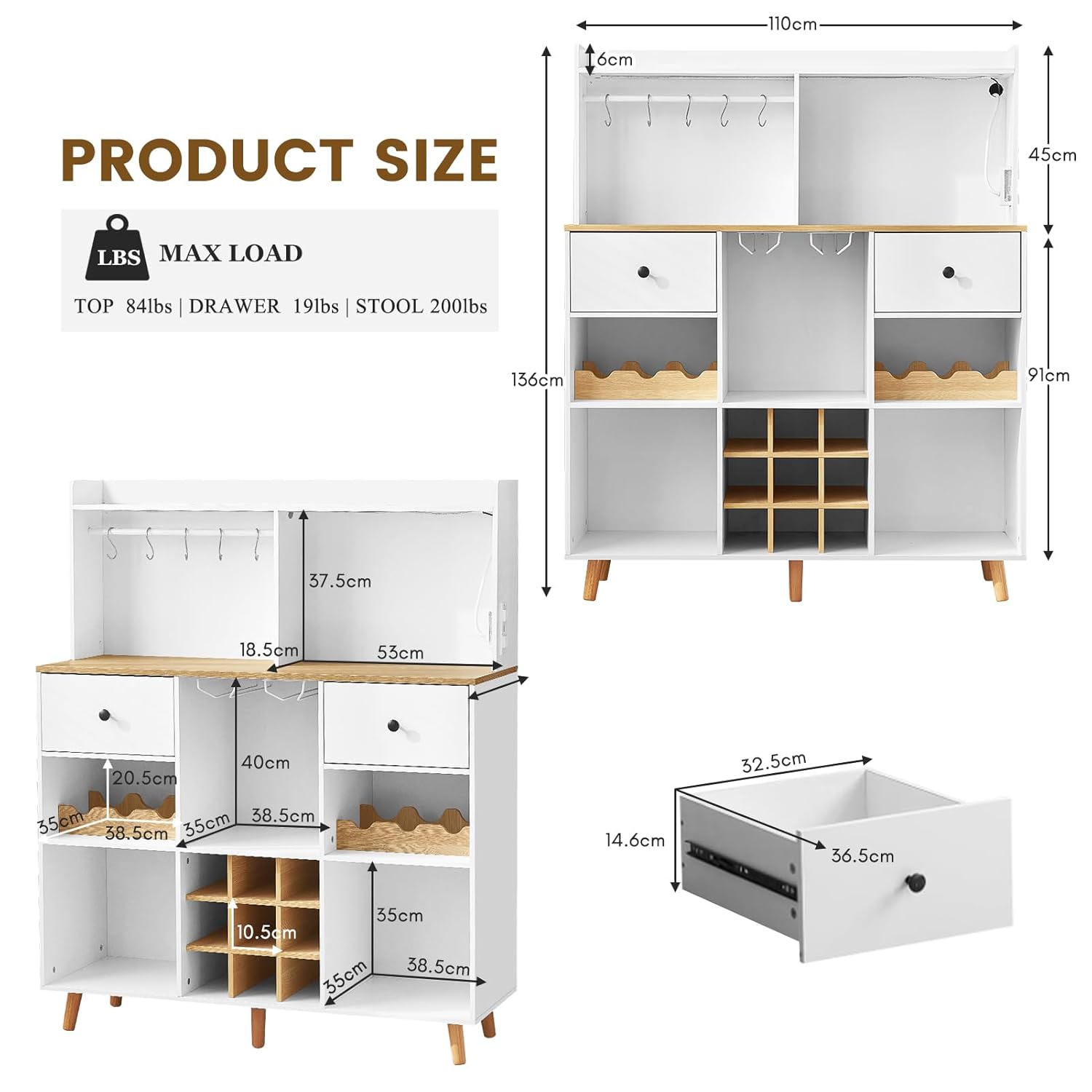 Wine Bar Cabinet with Power Ou - Home Bar And Cabinet avaliação e preço