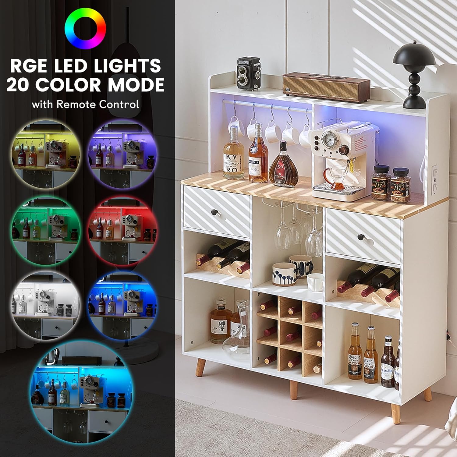Wine Bar Cabinet with Power Ou - Home Bar And Cabinet avaliação e preço