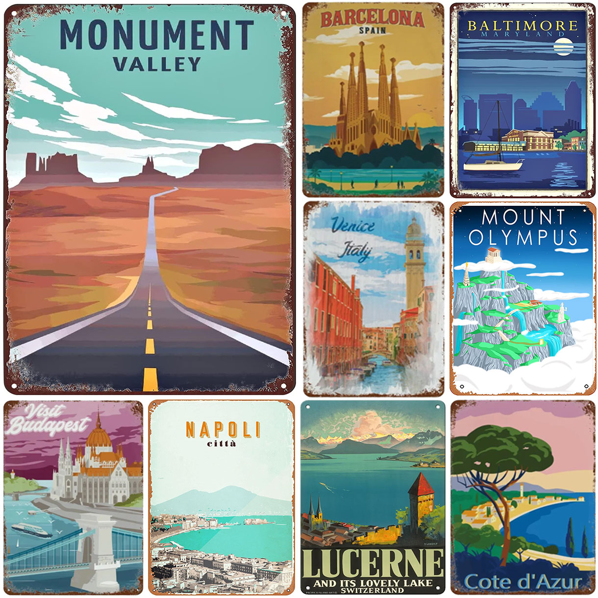Vintage Travel Metal Sign Retr - Home Barcelona avaliação e preço