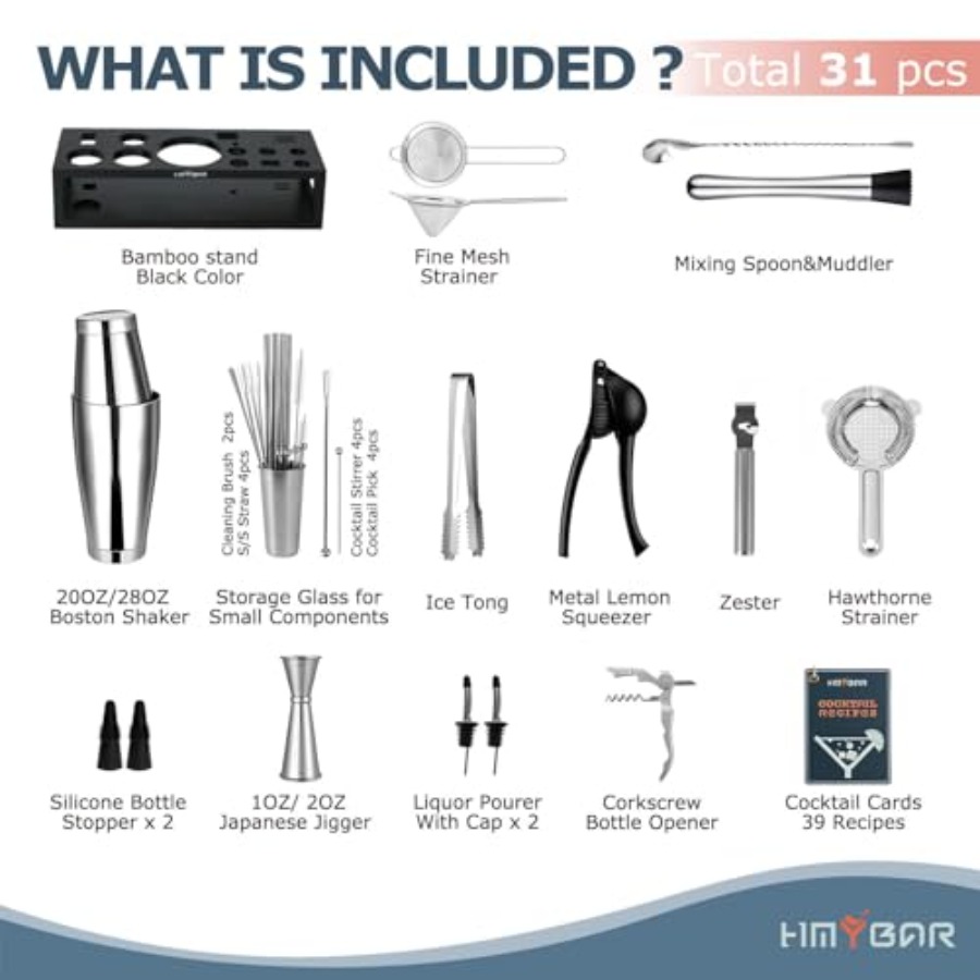 ® Bartender Kit with Bamboo St - Boston Shaker Set avaliação e preço