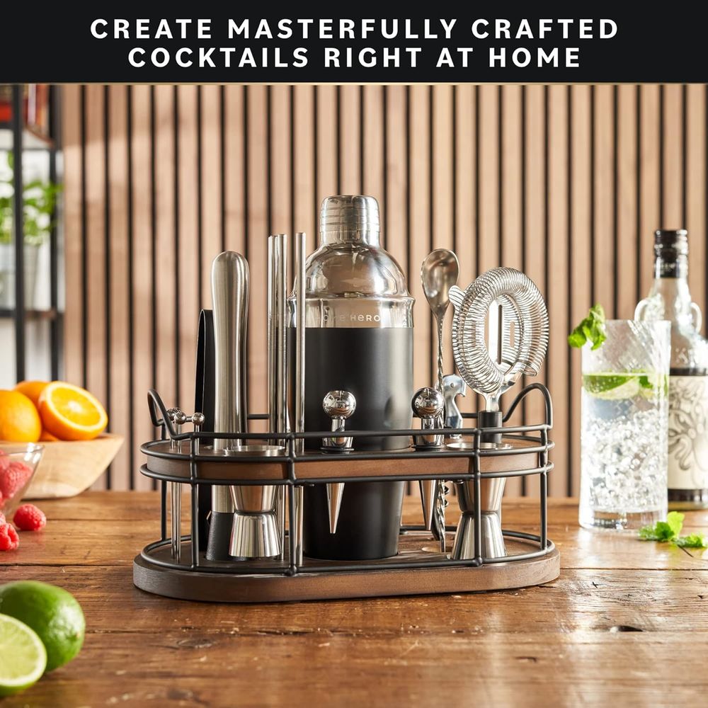 22-Piece Cocktail Shaker Set w - Cocktail Recipe Book avaliação e preço