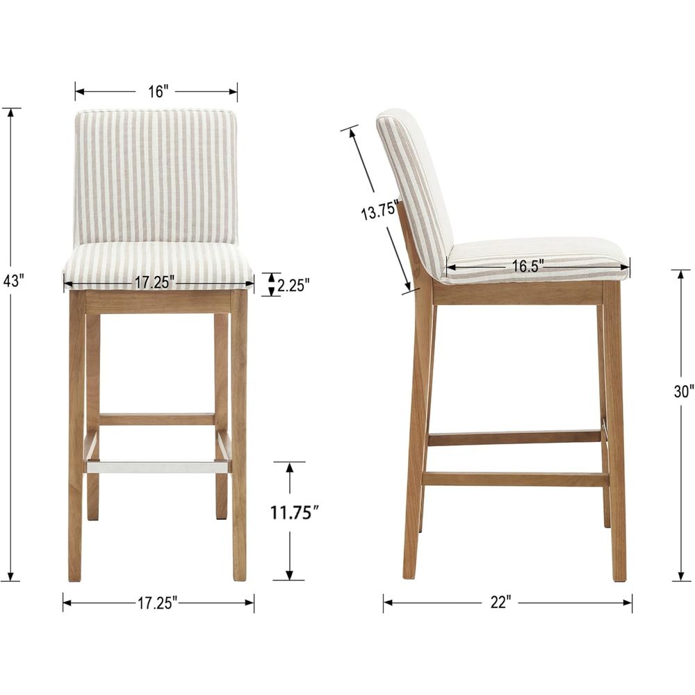 Linen-Cushioned Wooden Bar Sto - Home Bar Stools avaliação e preço